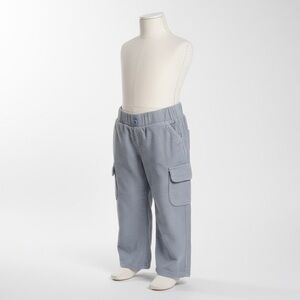 Cat & Jack Light Blue Relaxed Cargo Pants Girls XS 4/5 Elastic Waistband